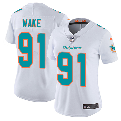 Nike Miami Dolphins #91 Cameron Wake White Women Stitched NFL Vapor Untouchable Limited Jersey